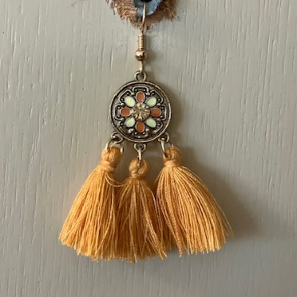 Gold Boho Medallion Earrings